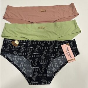 Juicy Couture Panty Trio - Tan, Green, Black No Panty Lines Size: Medium